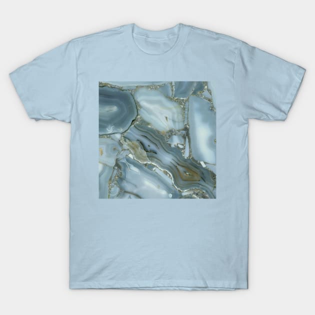 Blue Grey Marble Pattern T-Shirt by Unique Treats Designs